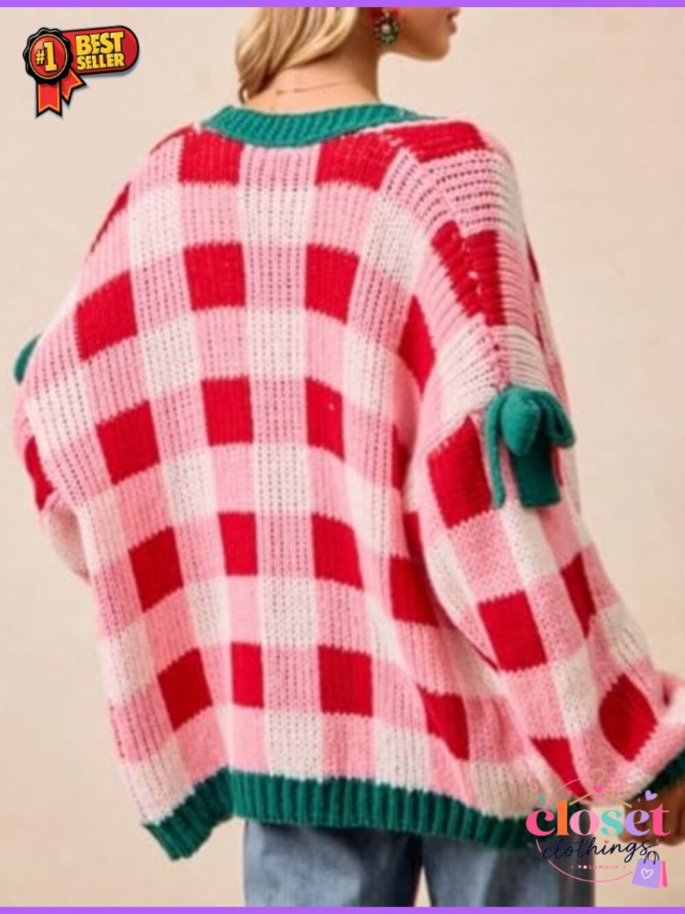 Chunky Knit Oversized Balloon Sleeve Cardigan Sweater - Picture 5 of 6